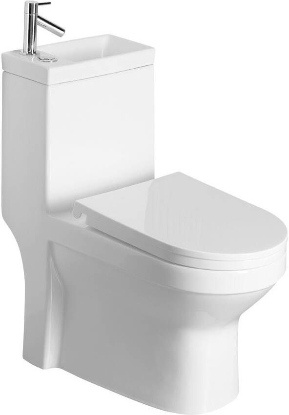 Sapho Aqualine Hygie rimfree staand toilet met wastafel wit