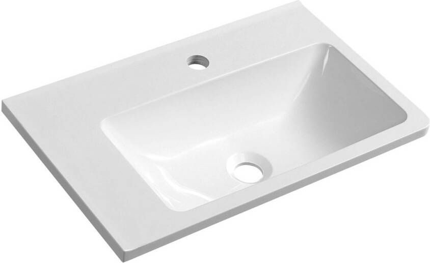 Sapho Wastafel Arana Rechthoekig 56x35x11 cm Links Cast Marble Wit