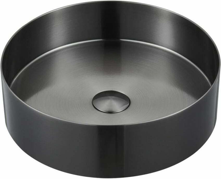 Sapho Waskom Aurum Rond 38 x 11 cm RVS Antraciet