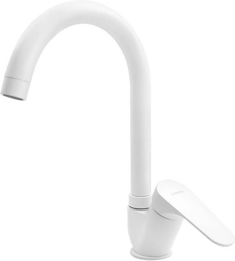 Sapho Keukenmengkraan Corneli 1-hendel 30 cm Beweegbare Uitloop Mat Wit