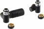 Sapho Corner Combi Handdoekradiator Hoekthermostaatkraanset links zwart mat - Thumbnail 1