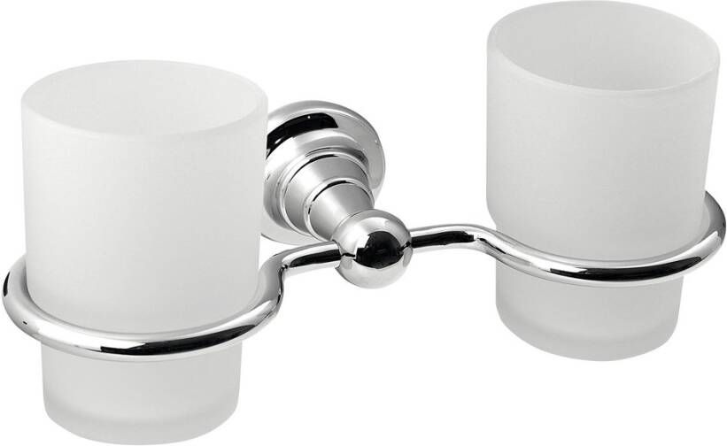 Sapho Dubbele Bekerhouder Diamond Hangend Chroom Melkglas
