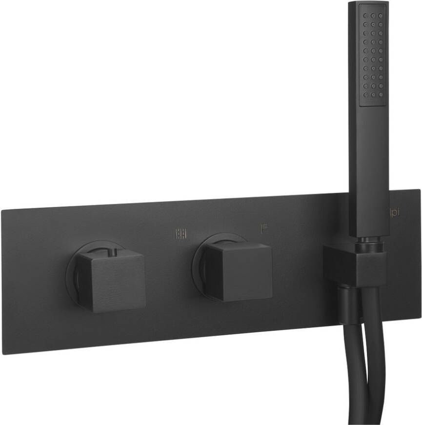 Sapho Dimy Inbouw thermostatische Douchemengkraan incl. handDouche 2 uitgangen zwart