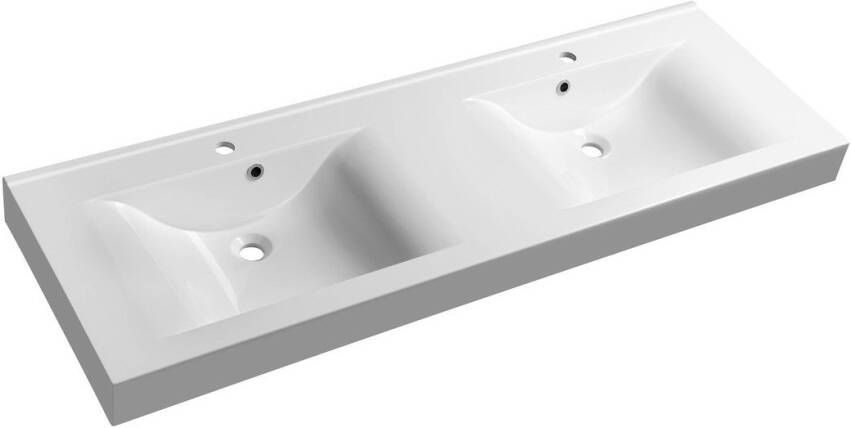 Sapho Wastafel Flavia Dubbel Rechthoek 150x50 cm Cast Marble Wit