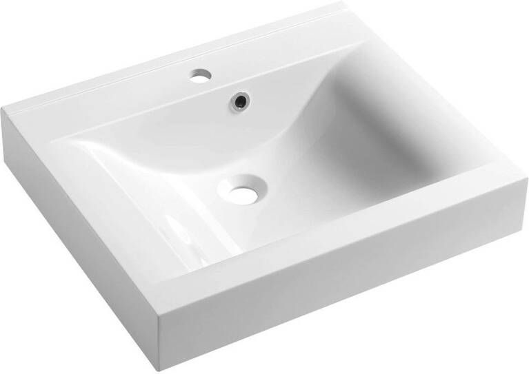 Sapho Wastafel Flavia Rechthoekig 60x50 cm Cast Marble Wit