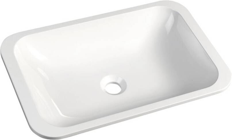 Sapho Wastafel Inbouw Kama Rechthoekig 50x26x12 cm Cast Marble Wit