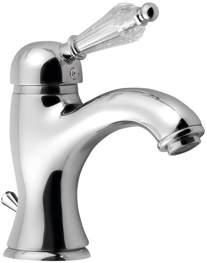 Sapho Wastafelmengkraan Kirké Retro Kristal 1-hendel Gebogen 18.2 cm Chroom (incl. clickwaste)