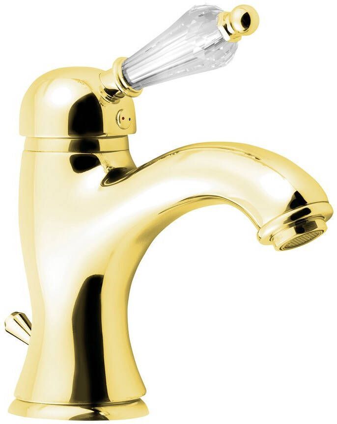 Sapho Wastafelmengkraan Kirké Retro Kristal 1-hendel Gebogen 18.2 cm Goud (incl. clickwaste)