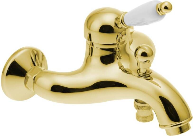Sapho Opbouw Badkraan Kirké Mengkraan Retro Wit 1-hendel 11.5 cm Goud