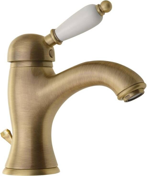 Sapho Wastafelmengkraan Kirké Wit Retro 1-hendel Gebogen 18.2 cm Brons (incl. clickwaste)