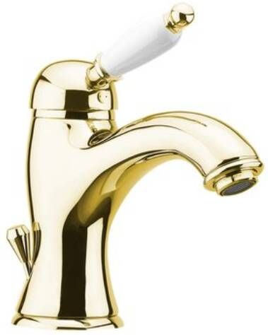 Sapho Wastafelmengkraan Kirké Wit Retro 1-hendel Gebogen 18.2 cm Goud (incl. clickwaste)