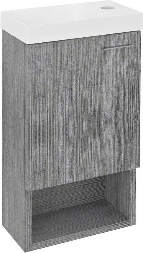 Sapho Latus wastafelmeubel 30x53x16 5 zilver eiken