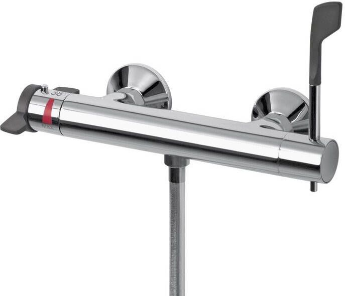 Sapho Lea Invaliden ouderen wandmontage thermostatische Douchemengkraan met lange hendel chroom