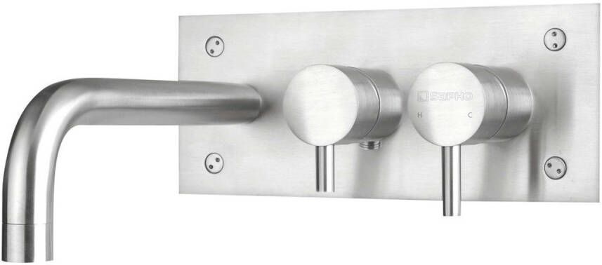 Sapho Badkraan Inbouw Minimal Mengkraan 2-knop 22.5 cm RVS