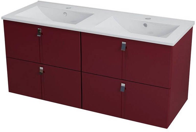 Sapho Mitra Badkamermeubel keramiek MDF 120 cm bordeaux rood