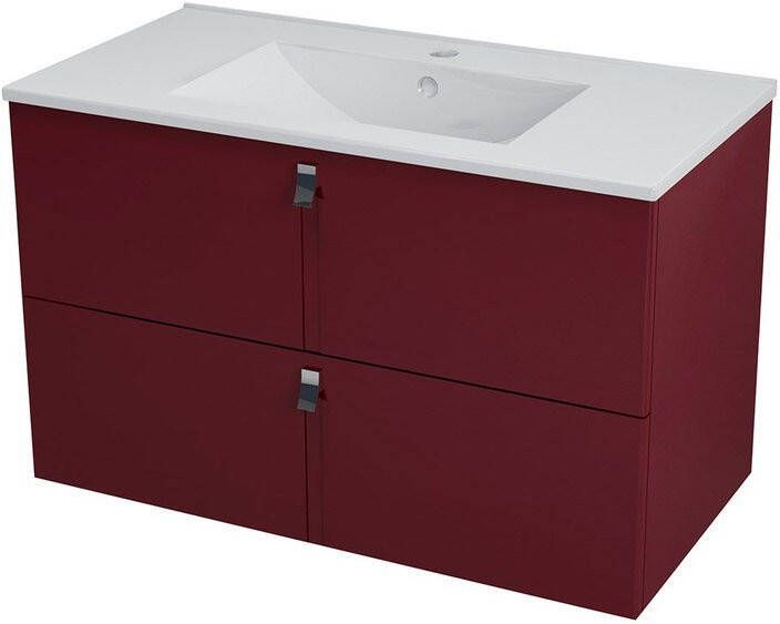 Sapho Mitra Badkamermeubel keramiek MDF 90x45x55 bordeaux rood