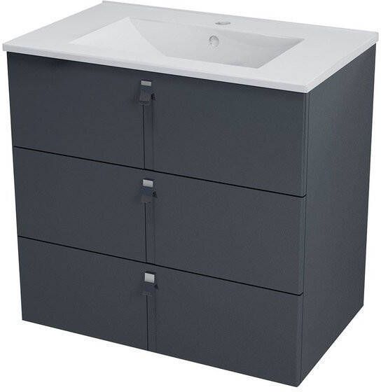 Sapho Mitra Badkamermeubel keramiek MDF 90x45x70 antraciet