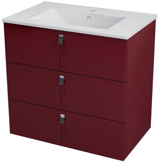 Sapho Mitra Badkamermeubel keramiek MDF 90x45x70 bordeaux rood