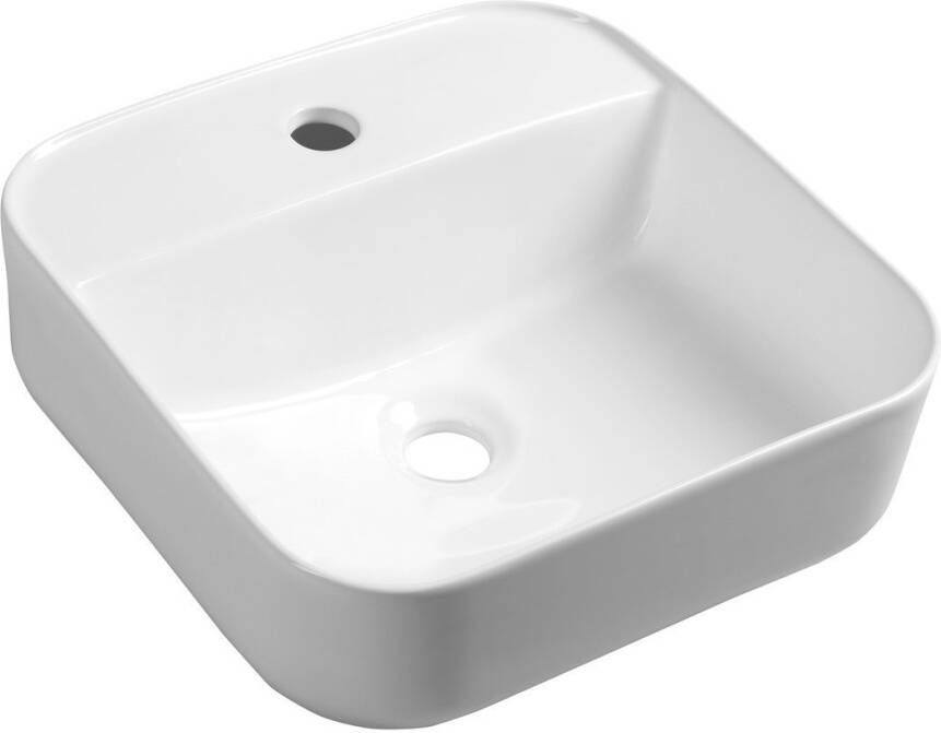 Sapho Waskom Opbouw Molveno Vierkant 39.5x14 cm Keramiek Wit