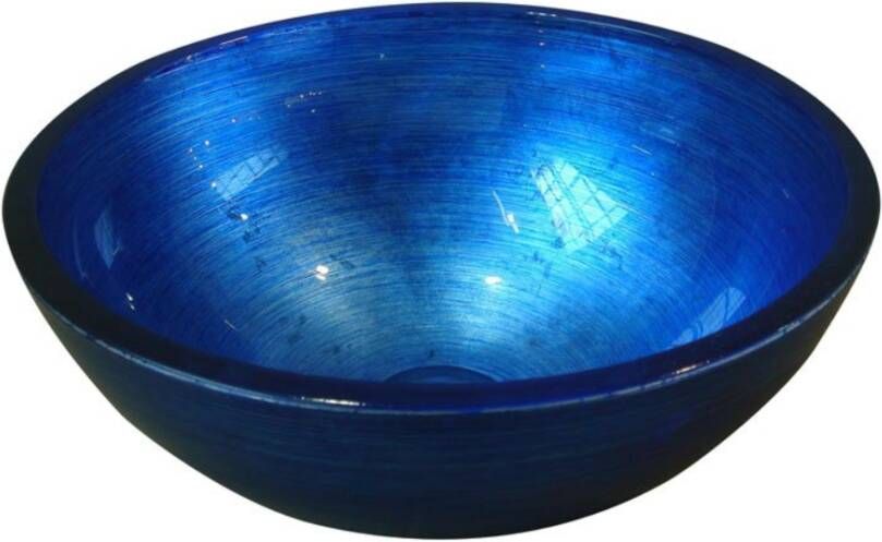 Sapho Murano Blu glas waskom diameter 40 cm blauw