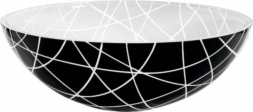 Sapho Murano Line glas waskom diameter 40 cm zwart wit