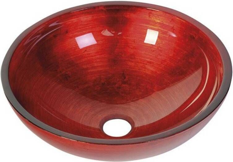 Sapho Murano Rosso glas waskom diameter 40 cm rood