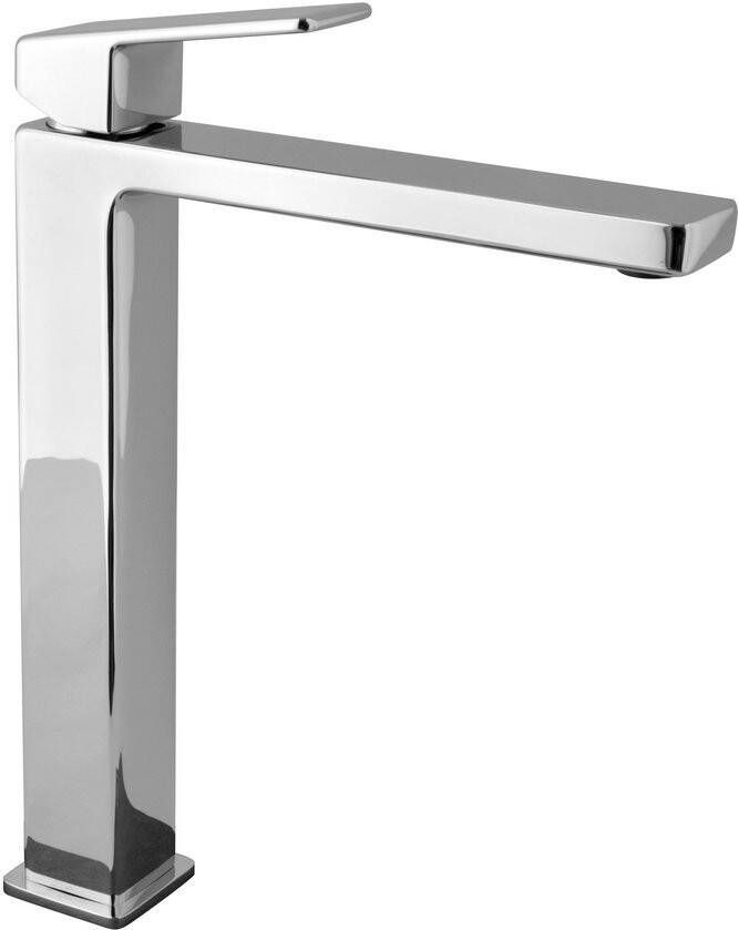 Sapho Notos Hoge wastafelmengkraan zonder klikwaste verlengde uitloop chroom