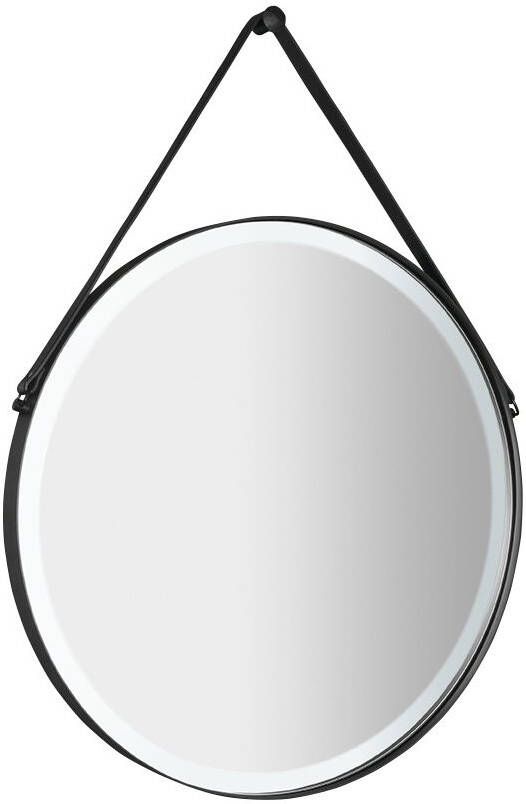Sapho Badkamerspiegel Orbiter LED Backlight Rond met Leren Band 70 cm Zwart