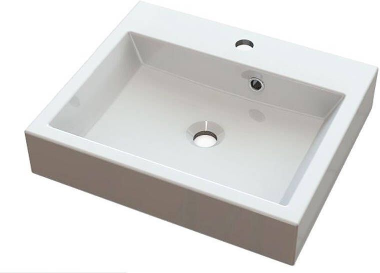 Sapho Wastafel Orinoko Rechthoekig 50x10x42 cm Cast Marble Wit