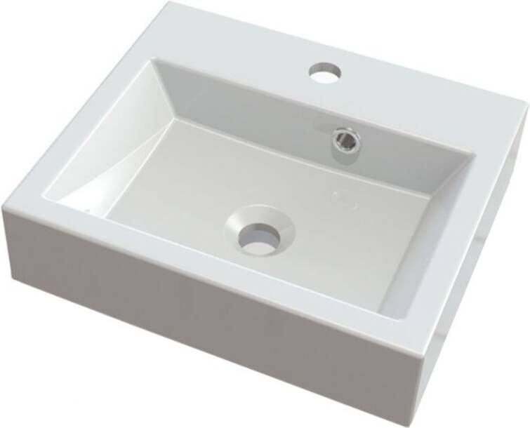 Sapho Wastafel Orinoko Rechthoekig 42x10x36 cm Cast Marble Wit