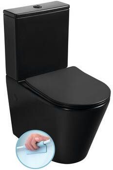 Sapho Paco rimless compact staand toilet met spoelsysteem zwart