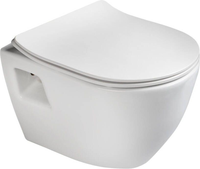 Creavit Toiletpot Hangend 35.5x49.8x40cm Wandcloset Keramiek Glans Wit Diepspoel met Spoelrand
