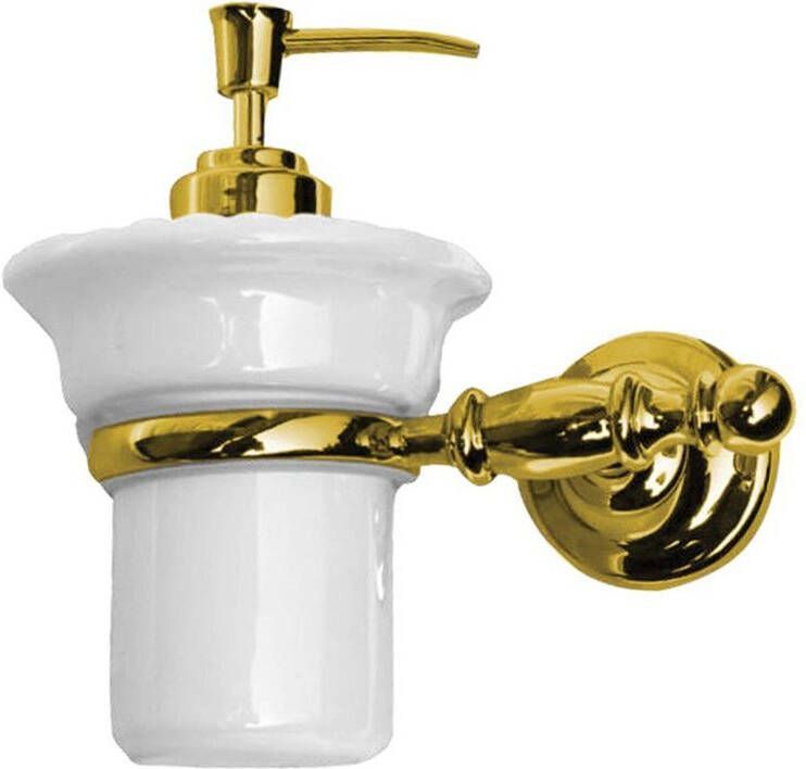 Sapho Zeepdispenser Perla Hangend 15x15 Goud Wit