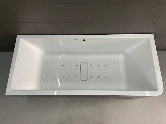 Polysan Monolith hoek bubbelbad links 185x85 zwart wit RVS