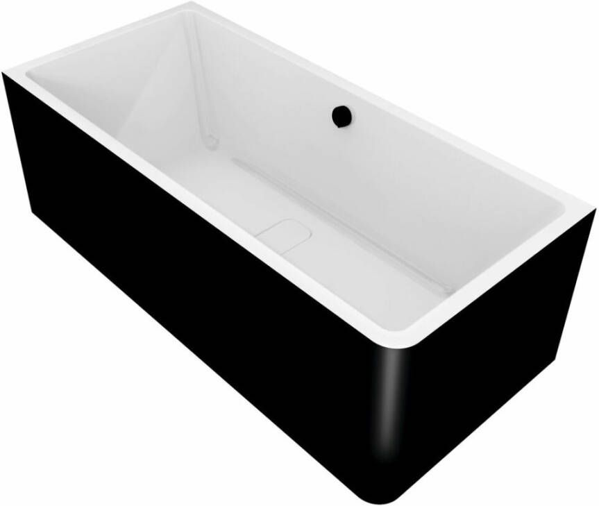 Polysan Ligbad Marlene 165x75x63 cm Asymmetrisch Rechts Zwart Wit