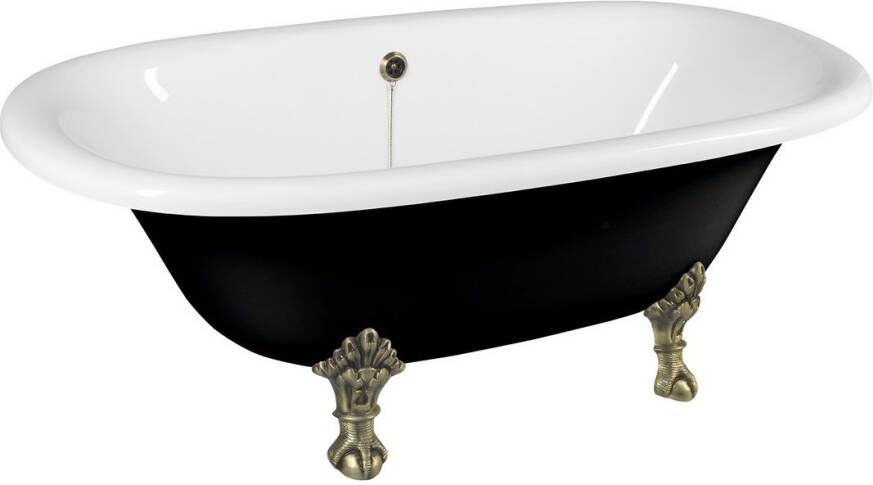 Sapho Vrijstaand Bad Regata 175x85x61 cm Wit Zwart met Leeuwenpoten Brons