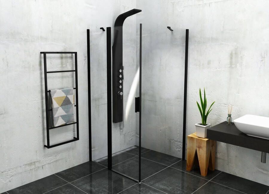 Polysan Zoom Line Black douchecabine antikalk 100x80 cm mat zwart