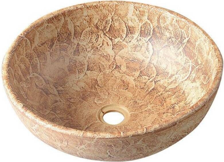 Sapho Waskom Priori Rond 42x15 cm Keramiek Patroon Bruin