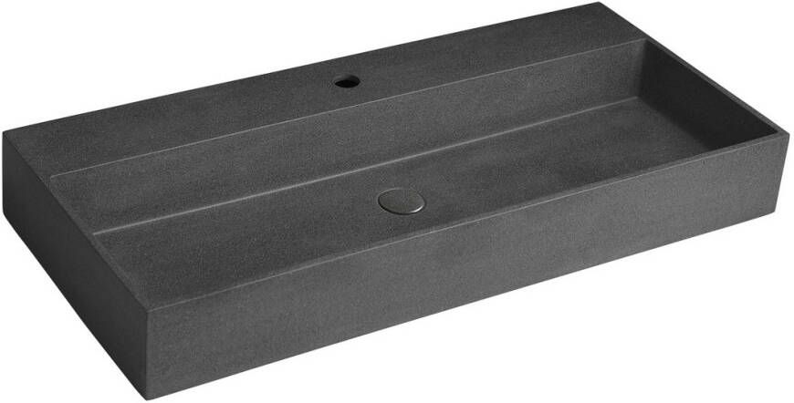 Sapho Quadrado wastafel inclusief waste 96x44 black granite