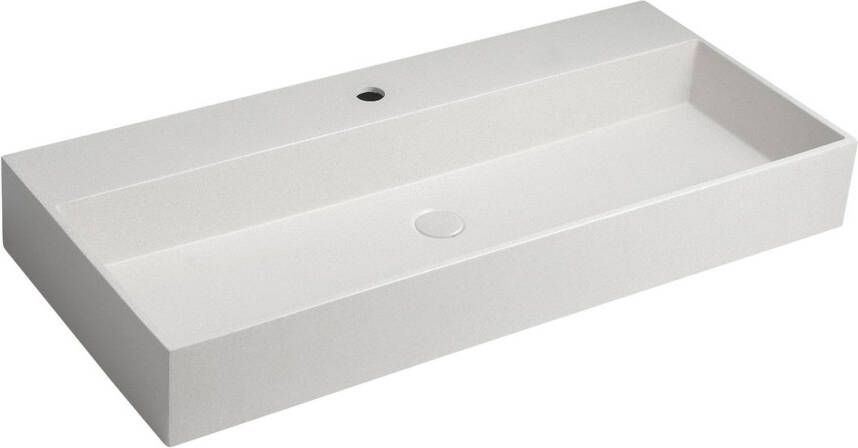 Sapho Quadrado wastafel inclusief waste 96x44 white sandstone
