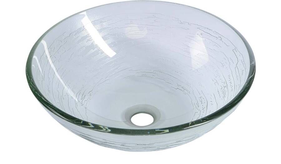 Sapho Ripple glazen wastafel voor werkblad Ø 42 cm helder met structuur - Foto 2