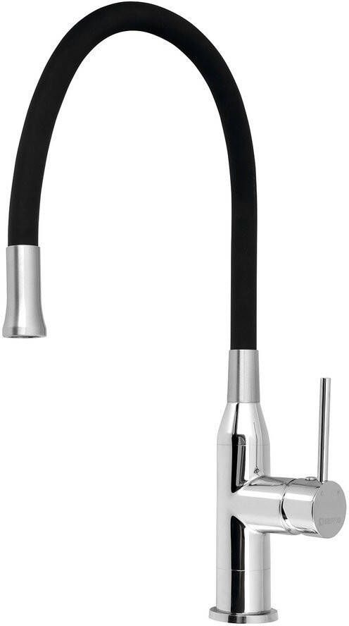 Sapho Keukenmengkraan Sili 1-hendel 47.5 cm met Siliconen Uitloop Chroom Zwart