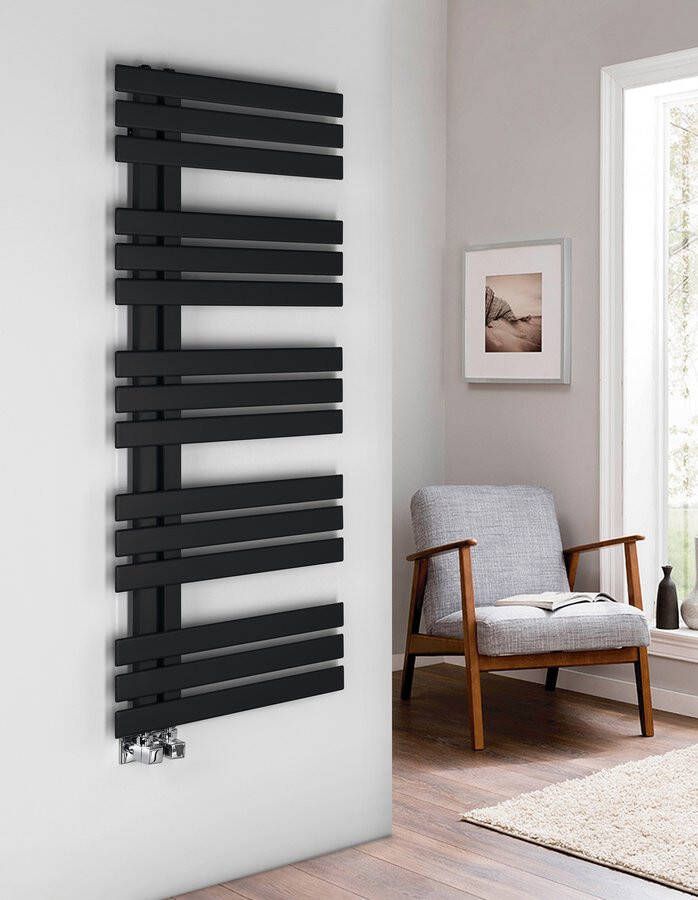 Sapho Designradiator Silvana Recht 50x123.6 cm 561W Mat Zwart