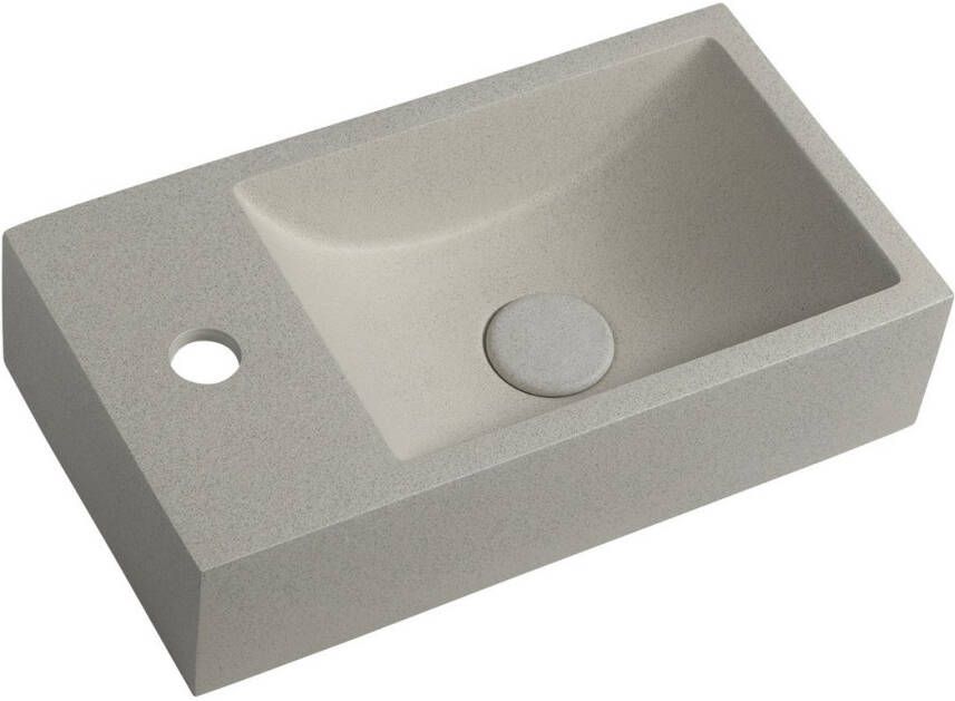 Sapho Small Crest wastafel inclusief kraangat links 40x22 wit zandsteen