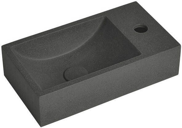 Sapho Small Crest wastafel inclusief kraangat rechts 40x22 zwart graniet