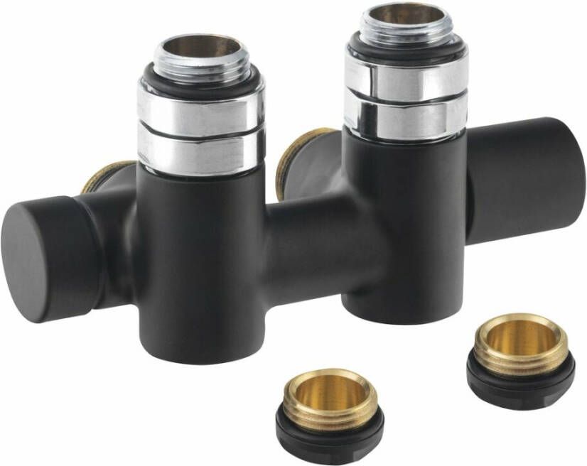 Sapho Twin Combi Thermostaatkranenset voor middenaansluiting rechts zwart mat