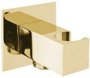 Sapho vierkante handdouchehouder met aansluiting 5x5cm goud