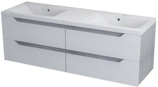 Sapho Wave Double Vanity Unit 150x50x48cm wit zilver eiken excl. wastafel