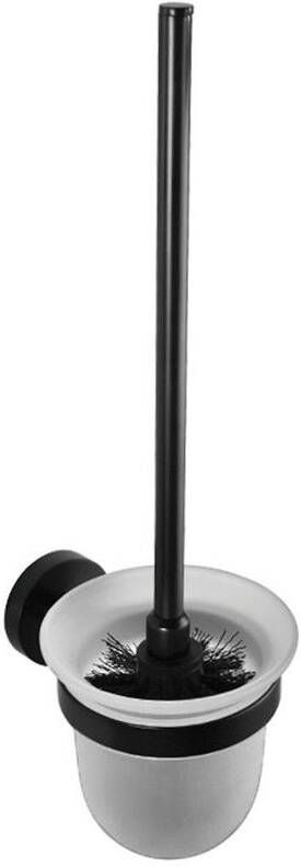 Sapho Toiletborstelhouder X-Round Hangend 9.5x37 cm Mat Zwart Melkglas