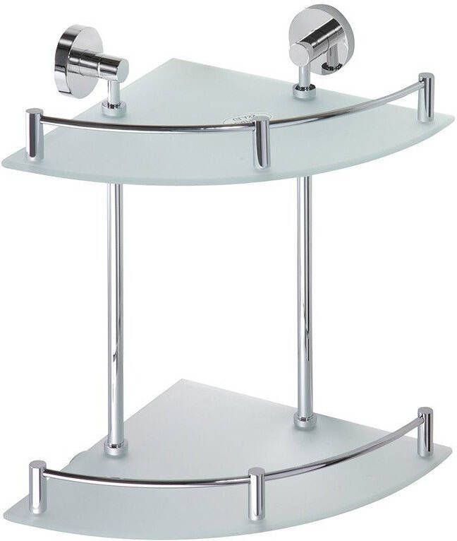 Sapho X-Round E Dubbele glazen hoekplanchet met railrek 270x400x270mm chroom